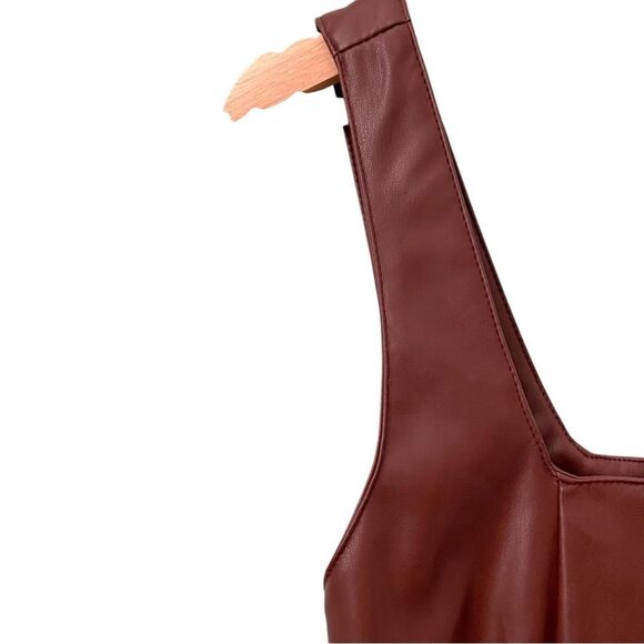 Jolie & Joy Brown Faux Leather Sleeveless Mini Dress in Size Medium - Picture 7 of 10